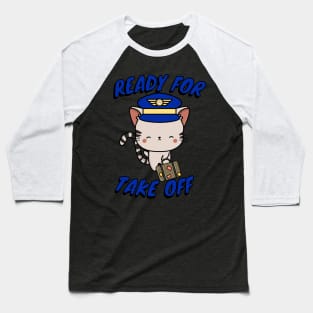 Pilot Tabby cat Baseball T-Shirt